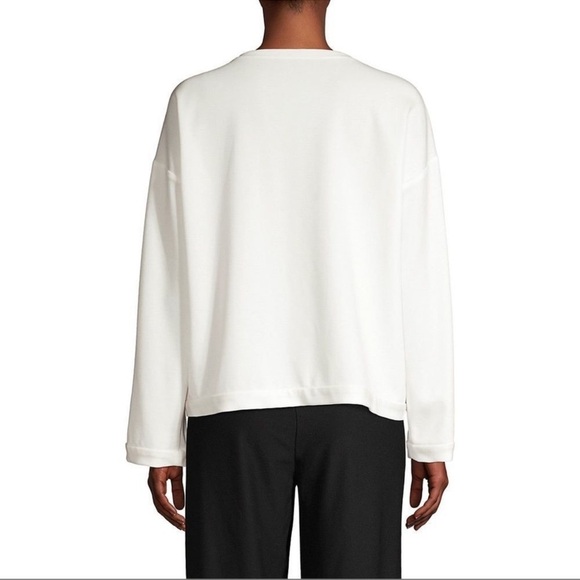 Eileen Fisher Roundneck Zip Jacket White Size Medium Petite - Picture 3 of 13